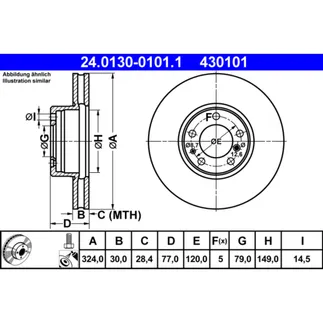 ATE Front Disc Brake Rotor - 34116757747